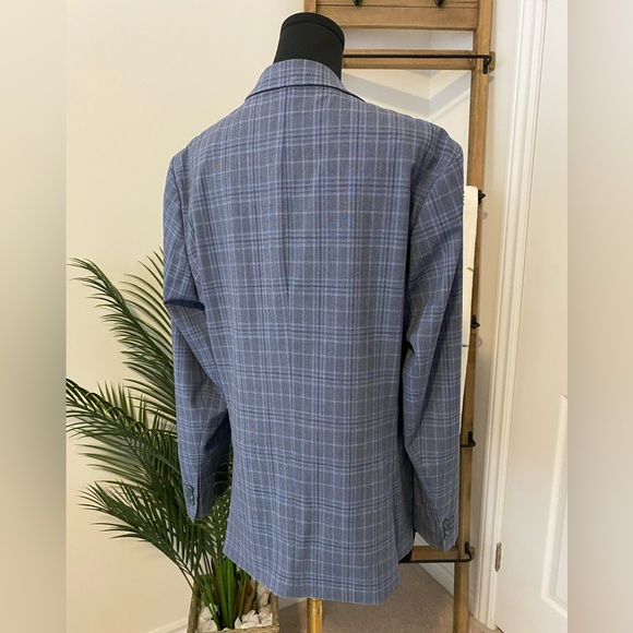 Selected Blue Plaid Blazer For Men/Women, Size 40R Slim Fit - Picture 6 of 16